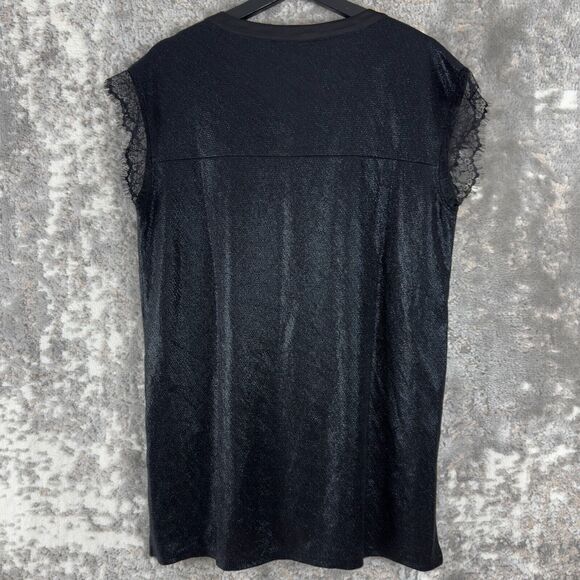 LulaRooe Elegant Sz L Grace Metallic Tunic Blouse Side Slits Shimmer Top NWT - Picture 3 of 8